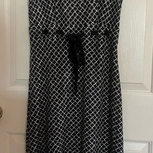 LOFT Black and White Strapless Sundress